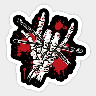 Skeleton Drummer Hand Illustration Sticker